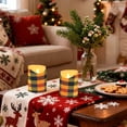 thumbnail image 7 of Autumn Color Plaid Pattern Flameless Candles 2 PCS with Remote Realistic Moving Flame LED Tapered Pillar Set for Home Decor, 7 of 7