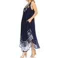 thumbnail image 3 of Sakkas Alexis Embroidered Long Sleeveless Floral Caftan Dress / Cover Up - Midnight Blue - One Size, 3 of 5