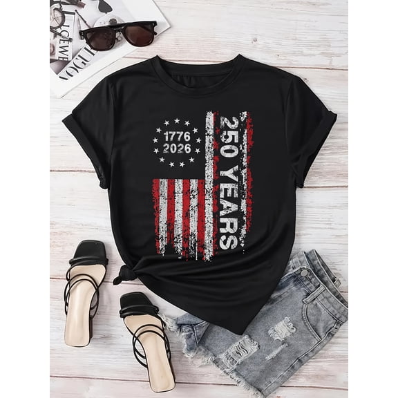 Patriotic 250 Years American Flag T-Shirt 1776-2026 USA Semiquincentennial Vintage Distressed Graphic Tee for Men Women