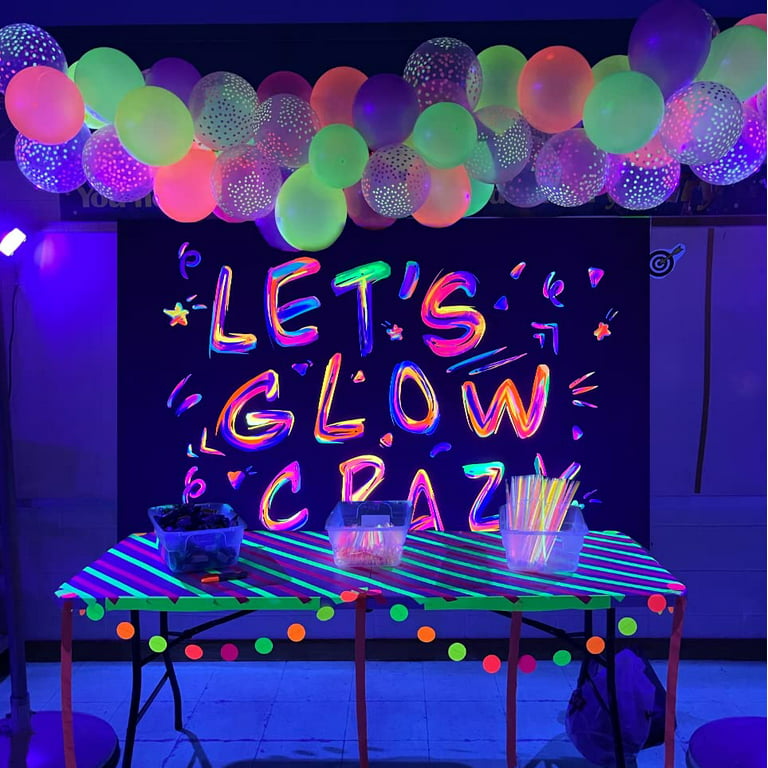 thinkstar 9 Pcs Real Glow In Dark Party Supplies, Glow Under Uv Black Light  Reflective Ink Printing Neon Honeycomb Birthday Decorati…