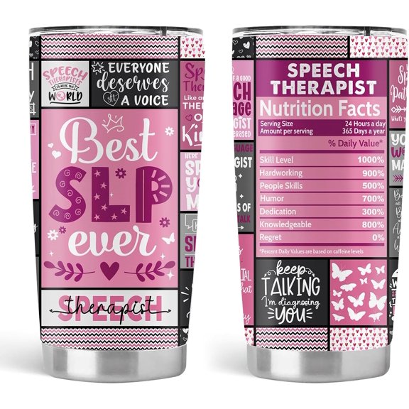 Speech Language Pathologist Gift, SLP Tumbler, Speech Therapy Gifts for Women, Speech Pathologist Retirement Gifts, Stainless Steel Tumbler with Lid and Straw Coffee Mug 20 OZ