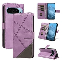 Designed for Google Pixel 9 / 9 Pro Case Wallet, Men Women Flip Folio Cover with PU Leather Stand Credit Card Holders Slots Wrist Strap Magnetic Clasp Phone Case for Google Pixel 9 / 9 Pro, Purple