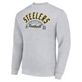 thumbnail image 2 of Men's Starter Heather Gray Pittsburgh Steelers Half Ball Team Graphic Tri-Blend Fleece Pullover Sweatshirt, 2 of 3