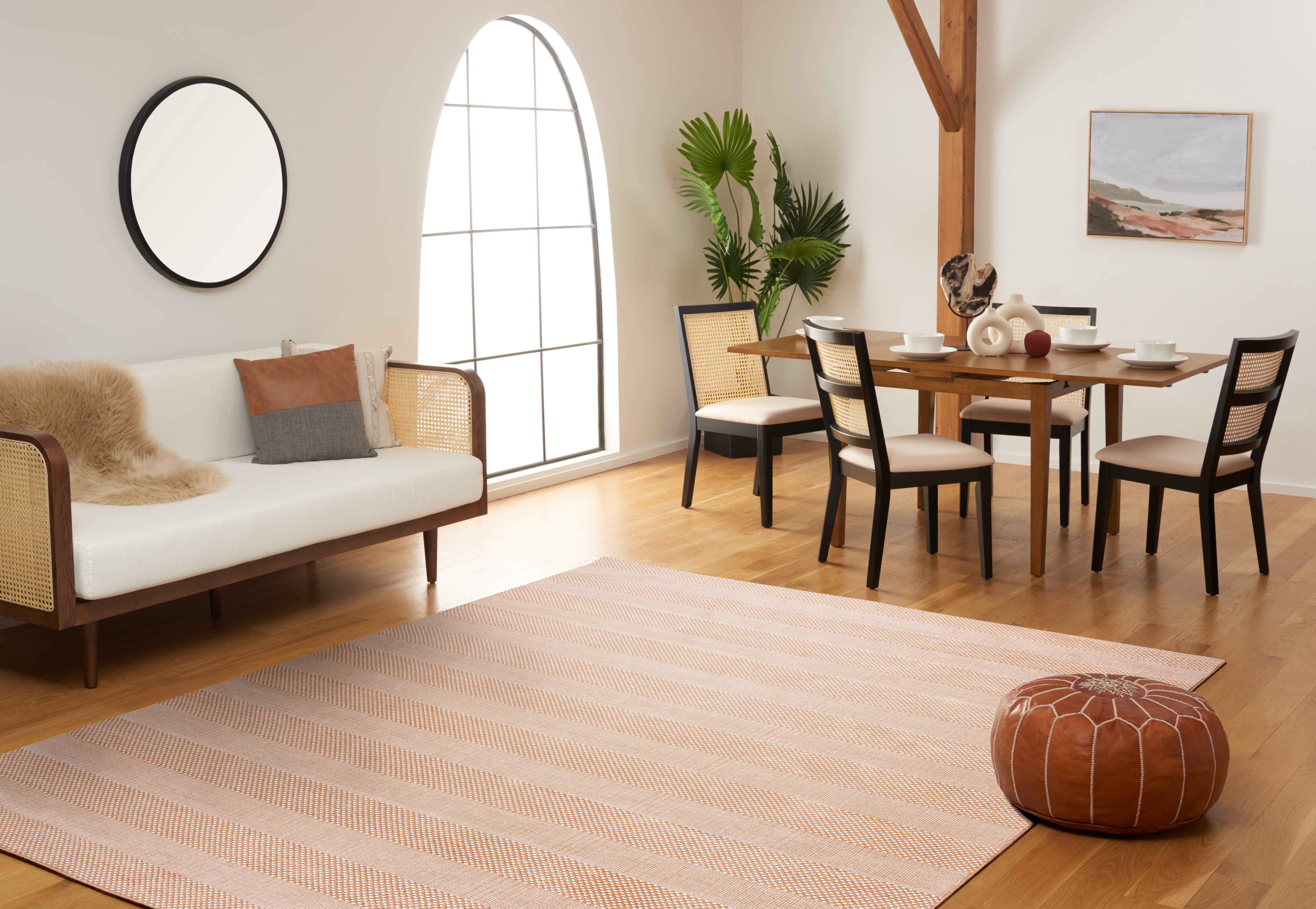 SAFAVIEH Striped Kilim Hilbert Striped Cotton Area Rug, Ivory/Gold, 5' x 8'
