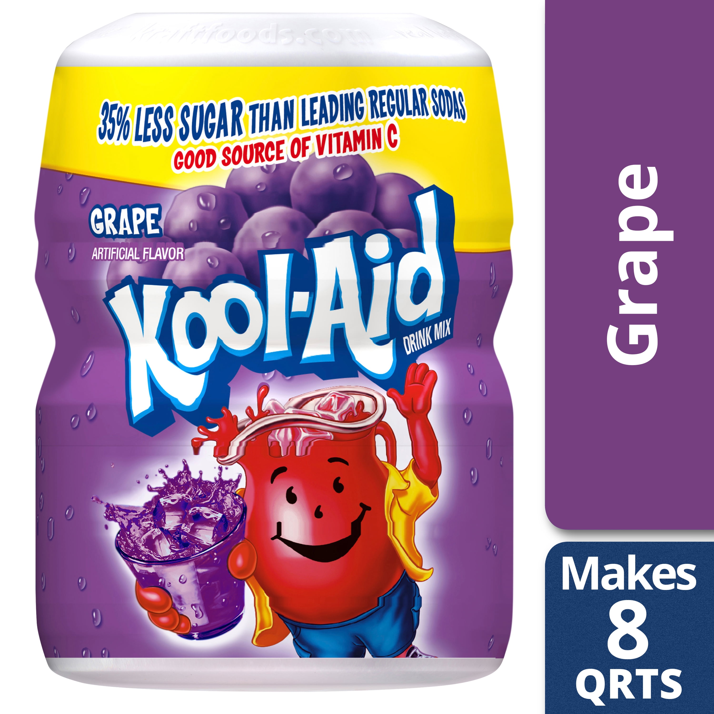 KoolAid Sweetened Grape Powdered Drink Mix, Caffeine Free, 19 oz Jar