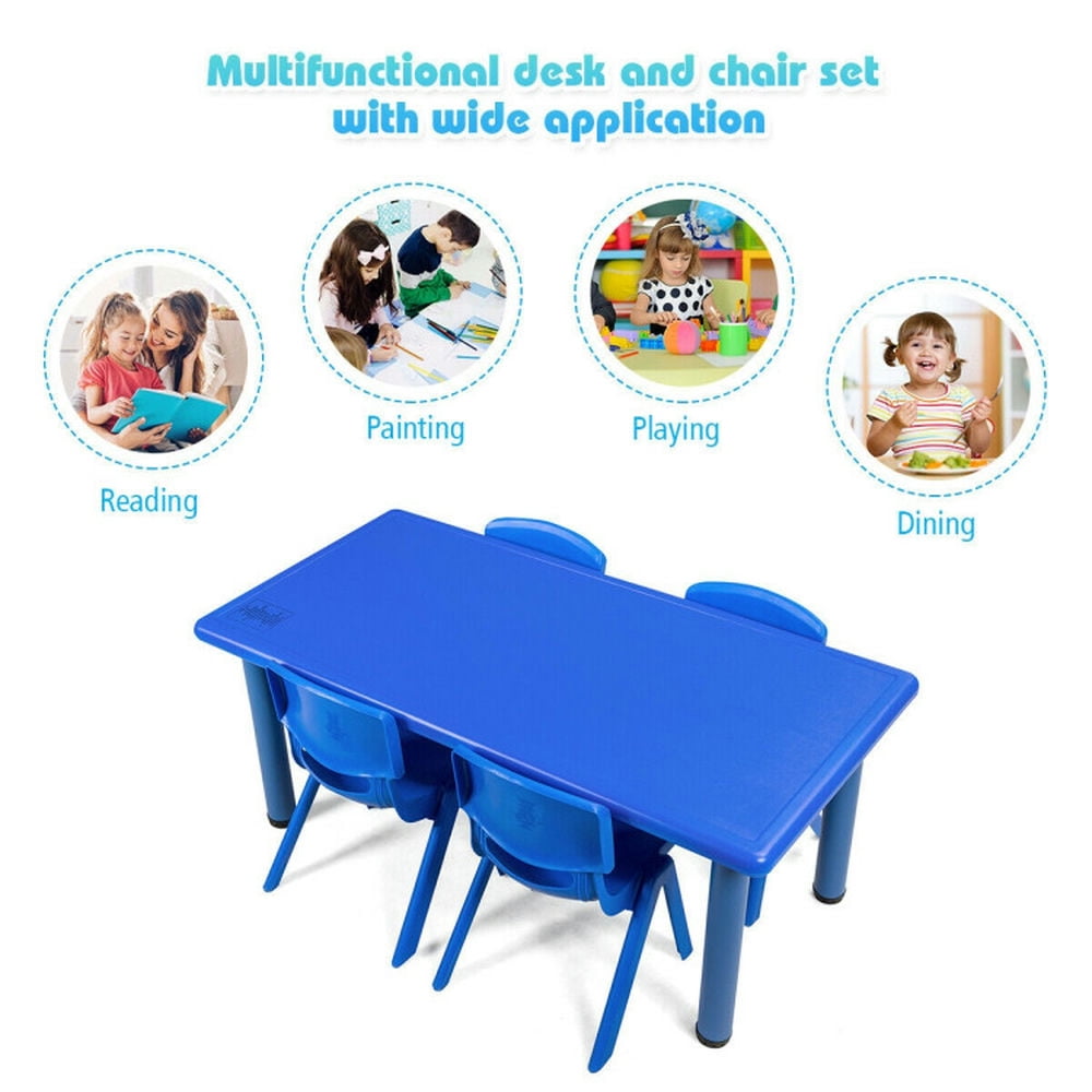 Spaco Kids Plastic Rectangular Learn and Play Table-Blue, Toddler Table and Chair Set for Arts & Crafts, Snack Time, Homeschooling, Homework