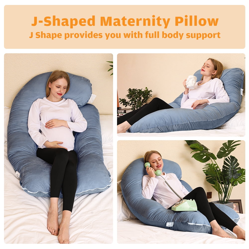 Chilling Home Pregnancy Pillow, 60 inches Full Body Pillow Maternity Pillow for Pregnant Women, Comfort U Shaped Zootzi Pillow with Removable Washable Velvet Cover(Grey, 60 x 28 inches)
