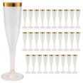 thumbnail image 1 of Juego de 30 copas de vino desechables de plástico con borde dorado, irrompibles, transparentes, para champán, reciclables e irrompibles, 2, 1 of 8