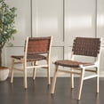 thumbnail image 2 of SAFAVIEH Taika Contemporary Leather Solid Dining Side Chair, Cognac/Light Natural (Set of 2), 2 of 13