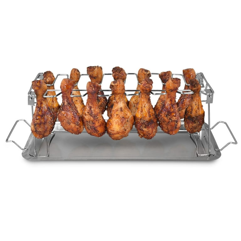 Navaris Stainless Steel Chicken Leg Wing Rack 14 Slot Roaster