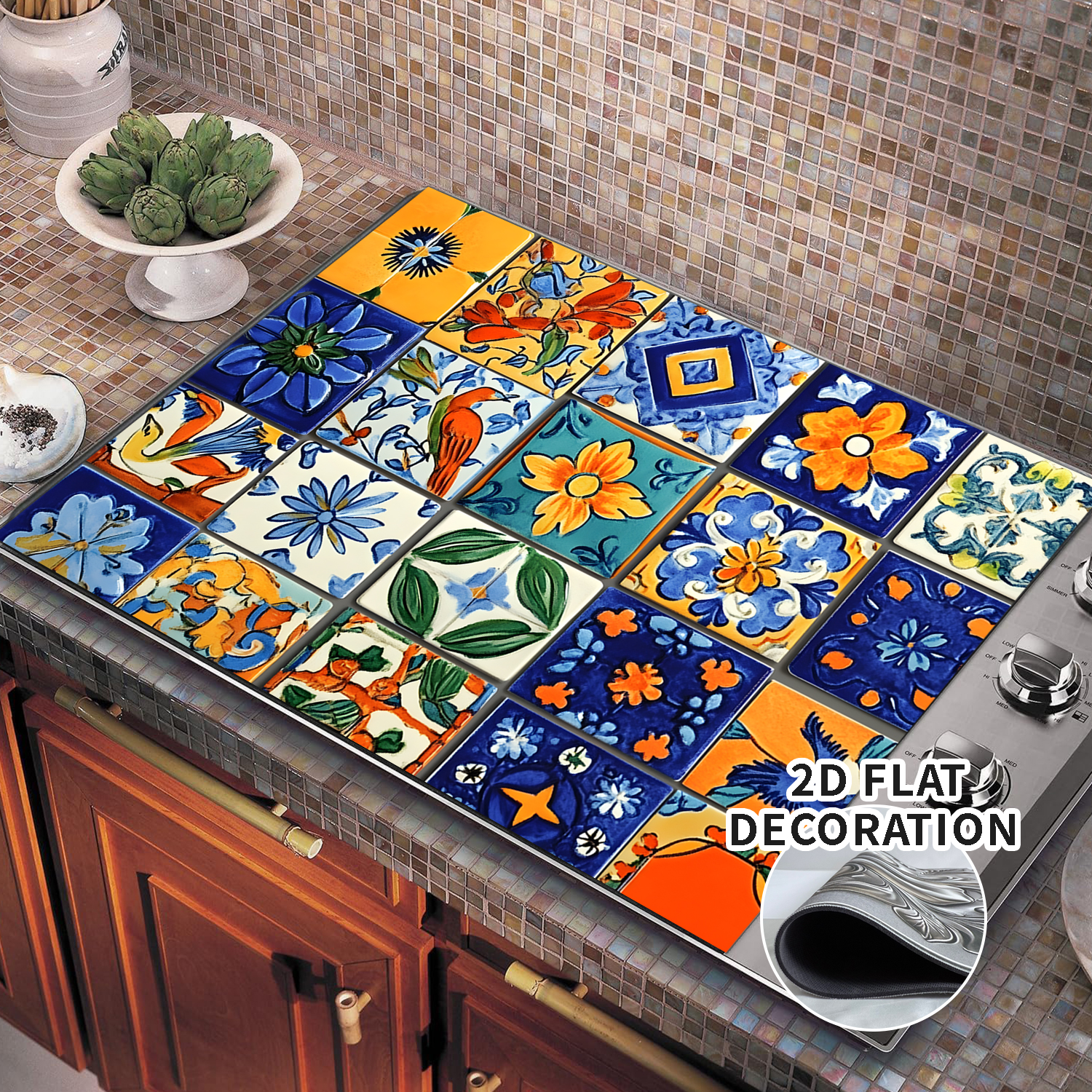 1pc Stove Top Cover for Electric Stove 28 "x 20 ", Bohemian Pattern Heat Resistant Glass Top Stove Cover Protector, Induction Cooktop Protector Stove Top Covers Mat, Kitchen Flat Stove Top Covers