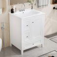 thumbnail image 2 of 24" Small Bathroom Vanity with Sink Combo, Solid Wood Bathroom Storage Cabinet with 3 Drawers and Adjustable Shelf, White, 2 of 8