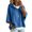 Blue, variant on Pullover Sweaters for Women Hooded Ribbed 3/4 Sleeve Sweaters | Ribbed Knitted, Drawstring, Batwing Sleeve, Office, Soft and Comfort Fabric, Work, Drop Shoulder, Comfy White M