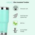 thumbnail image 5 of DRINCO 30 oz Stainless Steel Tumbler Double Walled Vacuum Insulated Mug With Spill Proof Lid, 2 Straws, For Hot & Cold Drinks, Teal, 5 of 5