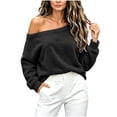 thumbnail image 5 of ZHYou Fuzzy Fleece Tops for Women Off Shoulder Oversized Loose Thick Warm Casual Loungewear Pullover Sweatshirts,Black,Size L, 5 of 8