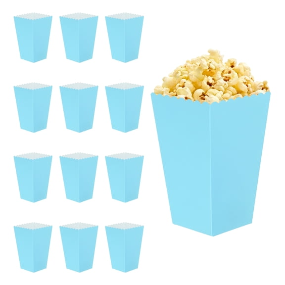 Uxcell 12 Pcs Popcorn Boxes, 2.8 Inch Popcorn Bucket Containers, Movie Night Supplies Paper Cups Holders for Cinema, Blue