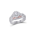 thumbnail image 1 of FB Jewels 14kt Two-tone Gold Round Diamond Bridal Wedding Ring Band Set 1 Cttw Size 10, 1 of 3