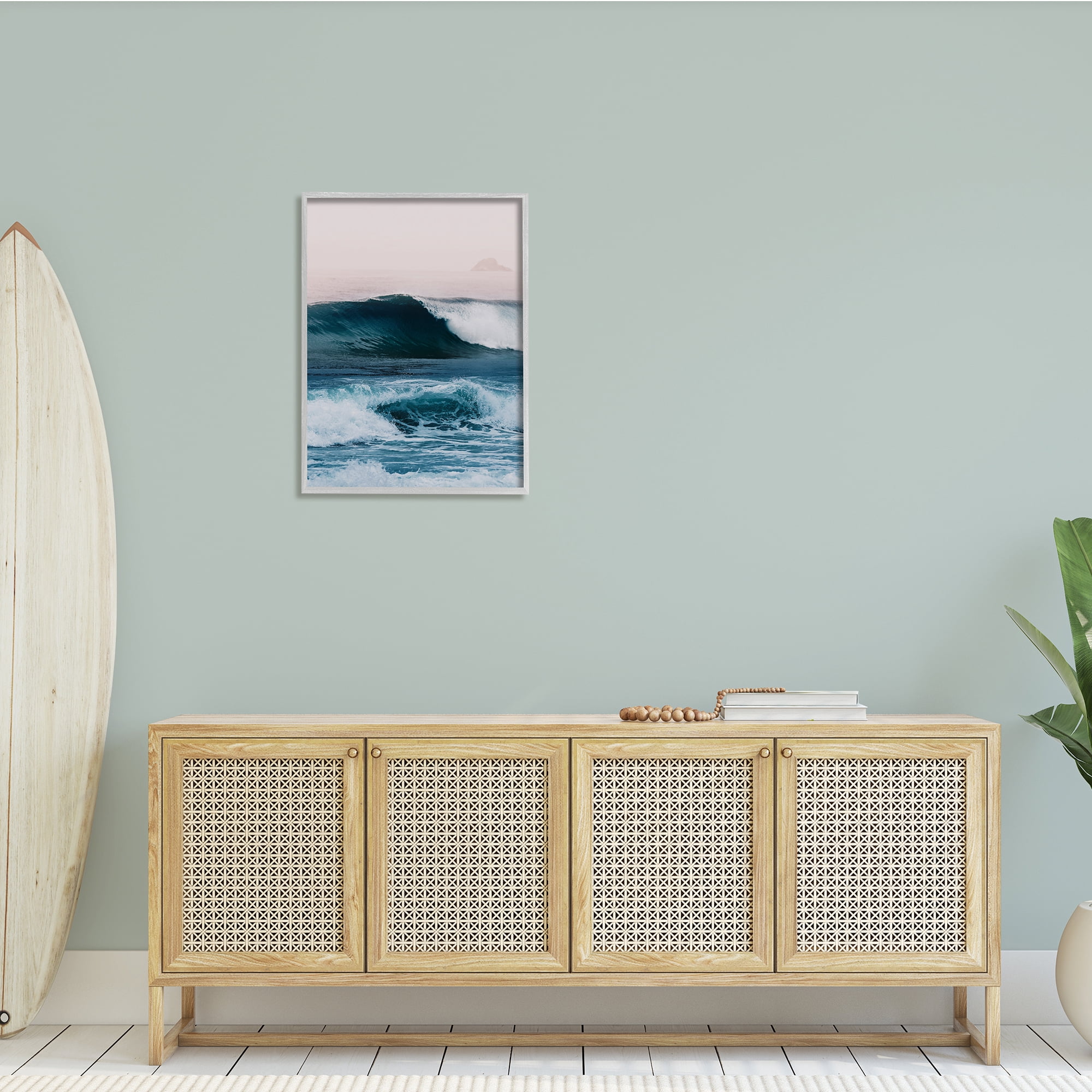 Stupell Indtries Crashing Surf Waves Ocean Beach Scene Distant Cliffs,24 x 30,Design by Ian Winstanley