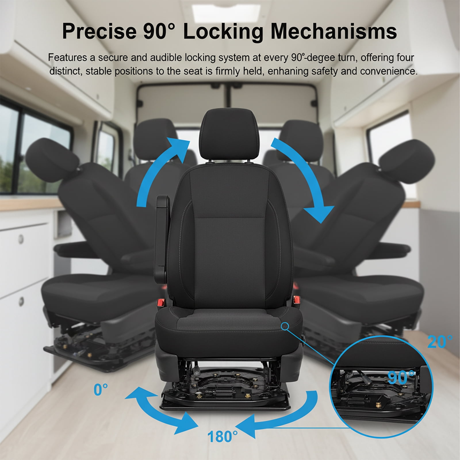 Universal Swivel Seat Turntable Mount,Commercial Grade 360 Degree Rotator,Rugged Steel for RV, Van, Truck, Custom Vehicle