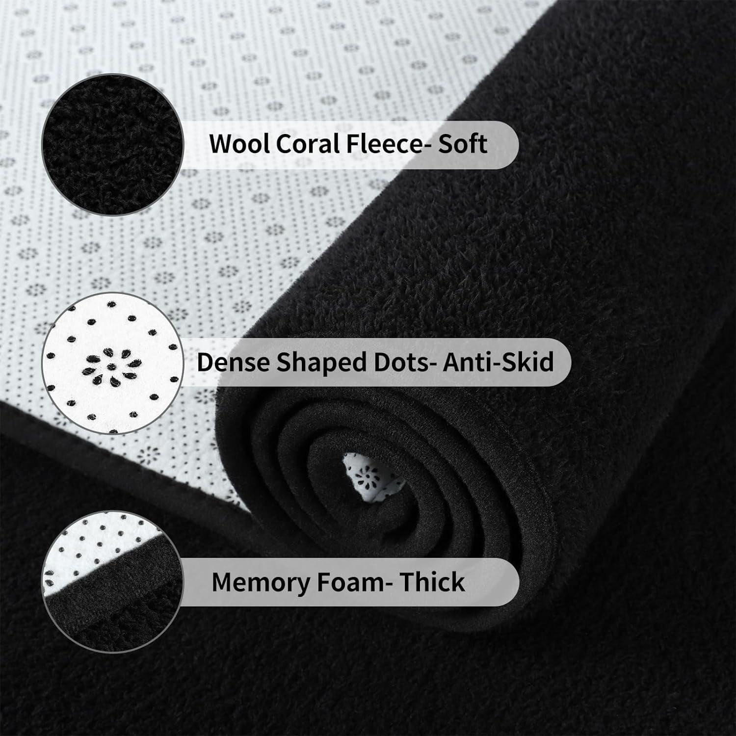 Noahas Soft Low Pile Rug Modern Area Rugs for Bedroom Living Room,Suitable for Boys Girls Teenagers and Adults with Super Soft Touch , Black , 7' x 10'