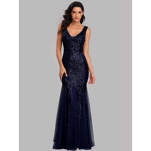 Vestido de noche de talla grande con escote en V y lentejuelas de sirena, vestido sexy, vestido formal de fiesta de graduación, vestido largo para mujer