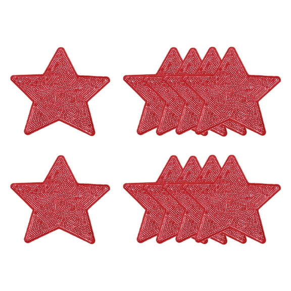 Uxcell Sequin Star Iron on Patches, Embroidery Sequin Patches for Clothing Repair Backpack Shoes Decoration Red 5 in