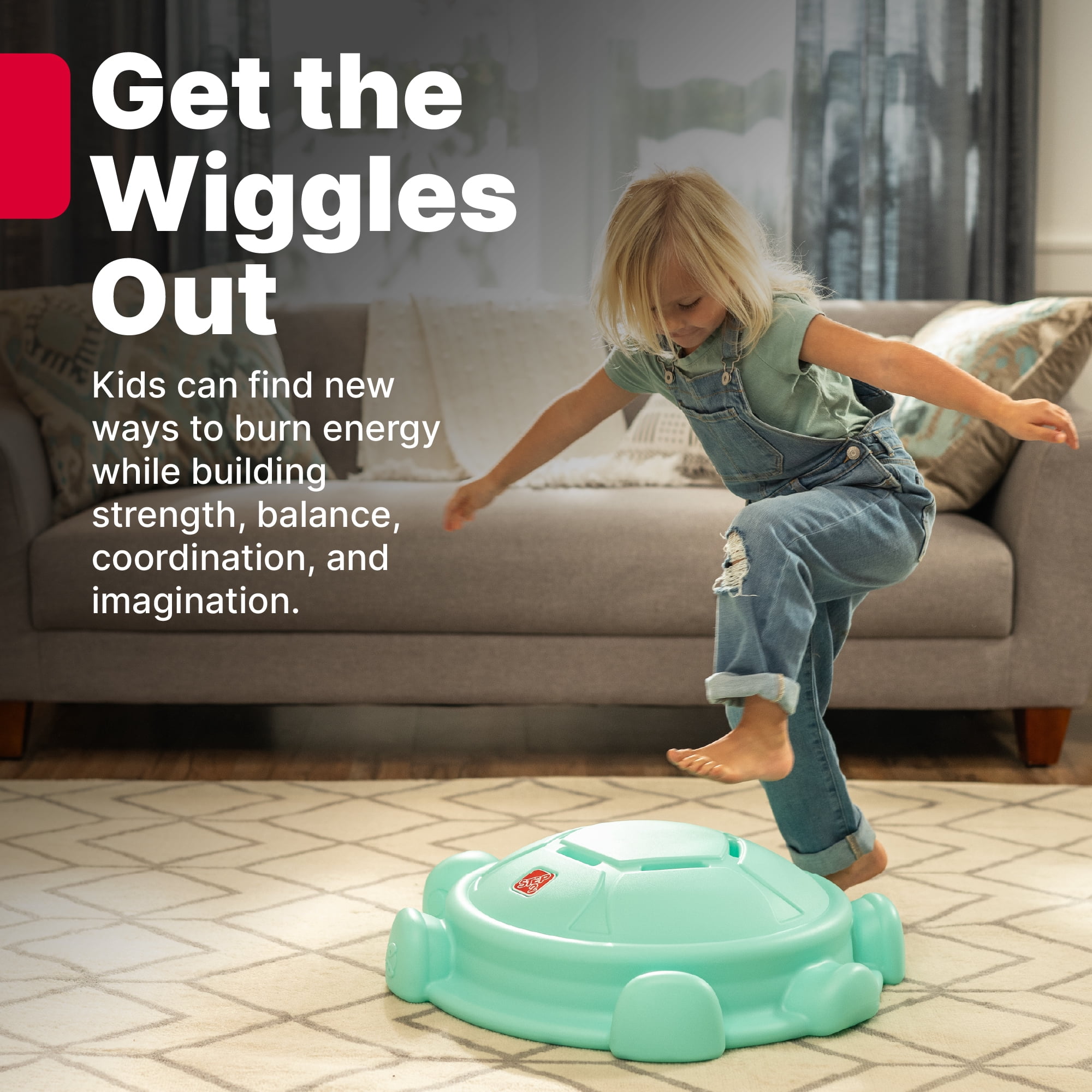 Étape2 Disque à bascule Topsy Turtle et pierre à marcher, jouet d'équilibre et d'escalade pour enfants et tout-petits, intérieur/extérieur, 18 mois - 3 ans, menthe