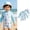 White, variant on Baby Boys Swimsuit Summer Long Sleeve Zipper Swimsuit With Sunhat Beach Printed Newborn Swimwear For Boys Clothes Baby Bodysuit
