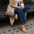 thumbnail image 4 of Cushionaire Alias Squared Toe Womens Sandals, T-Strap Flat Sandal with Cushioned Footbed and Adjustable Ankle Strap, 4 of 17