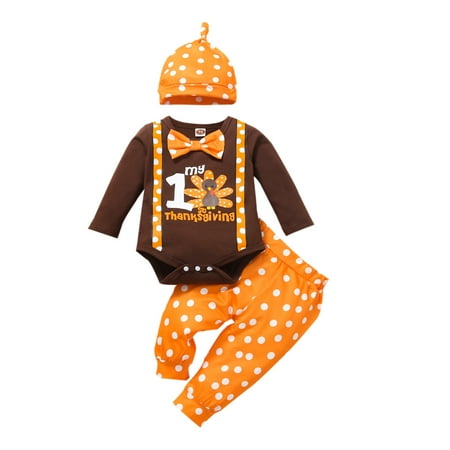 

WenaZao Baby’s Thanksgiving Romper and Trousers with Hat