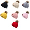 thumbnail image 3 of Qarigey Gorro para niños, gorro decorativo con bolas de pelo, gorro tejido para invierno, cálido y frío, gorro para niños, decoración de Sombreros rosa claro, 3 of 6
