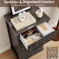 thumbnail image 3 of Wirrytor 5-Drawer Farmhouse Dresser With Floral Embossing, Dark Gray Tall Chest Of Drawers, Anti-Tipping Design, Vintage Storage Organizer For Bedroom Hallway Living Room, 3 of 16