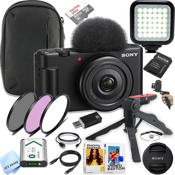 Sony ZV-1F Vlog Camera for Content Creators and Vloggers - Includes 64GB SD Card and More- (International Model)