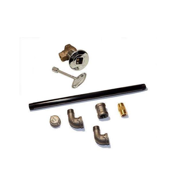 HPC Fire Angled Black Steel Gas Log Lighter Chrome Valve Kit, 17