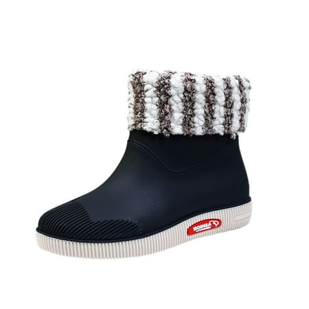 

Luiyenes Winter Boots Rainshoes Women Short Tube Plush Thermal Water Shoes Students Daily Waterproof Shoes Fashion Women Warm Rain Boots