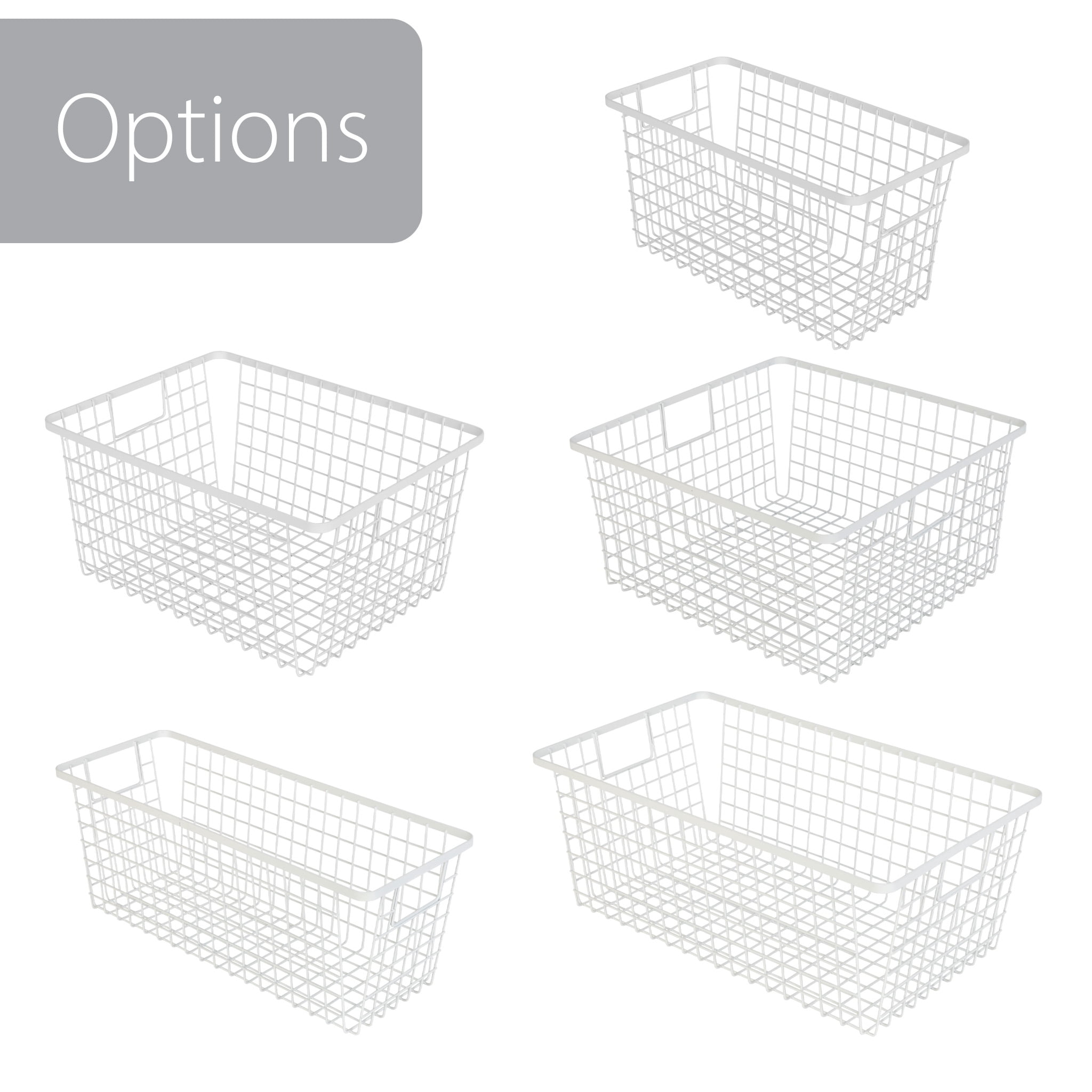 Smart Design  Nestable Basket Set - 6 x 6 x 12 inch - Set of 2- White