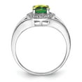 thumbnail image 5 of 925 Sterling Silver Rhodium-Plated Diamond and Peridot Ring Size 6, 5 of 6