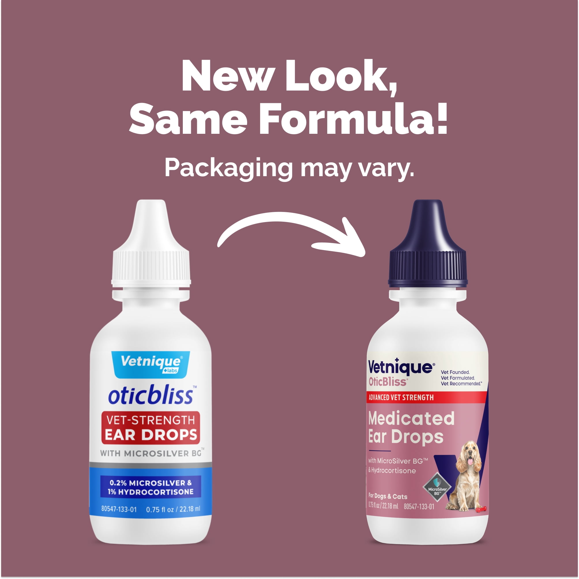 Vetnique Labs OticBliss Advanced Vet Strength Medicated Ear Drops for Dog Ear Infections, 0.75 fl oz