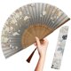 thumbnail image 1 of Abanico de mano OmyTea plegable de seda de bambú para mujer Gray Sakura, 1 of 7