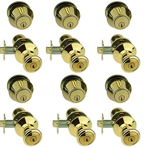 NU-SET 6xT160KA Economic Contractor Lockset, Brass Plated, 6 SETS
