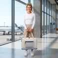 thumbnail image 3 of Shoe Storage Bag with Clear Window, Waterproof Plastic Travel Organizer Pouch with Handle, Large Capacity Laundry Toiletry Divider for Luggage Packing, Gym, Weekend Trip, Beige, 3 of 4