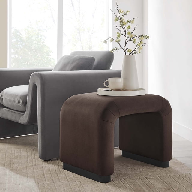 Modway Tabouret Cascade en Velours Performance Koda Noir Chocolat Brun