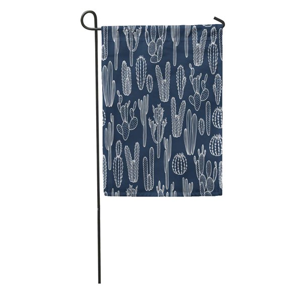 JSDART Desert Cactus Beautiful Floral and Patterns Endless Drawing Shape Summer Garden Flag Decorative Flag House Banner 12x18 inch