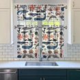 thumbnail image 2 of Kitchen Curtains 36 Inch Short - 3 Panel Set, Shark Whale Dolphin Ocean Theme, Rod Pocket Window Curtain, 100% Polyester for Nautical Farmhouse Kitchen, Easy Wash, 2 of 2