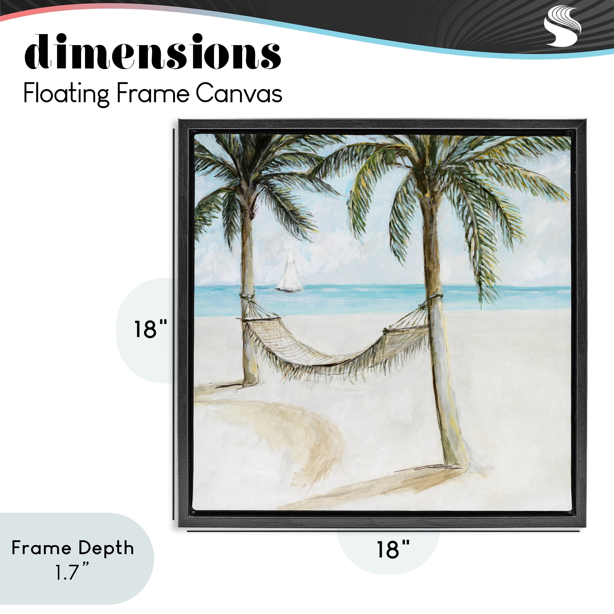 Stupell Industries Beach Hammock Coastal Scene Black Framed Floater Canvas Wall Art, design by Lorenzo Collective