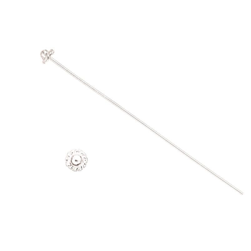 SilverPlated Cone Bead Head Pin 14Ga 53(2.1'')x4mm Sold per pkg of 12