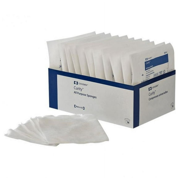 Curity All-Purpose Sponge - 3 X 3 Inch, 4-Ply, White, Polyester/Rayon, 50 Count