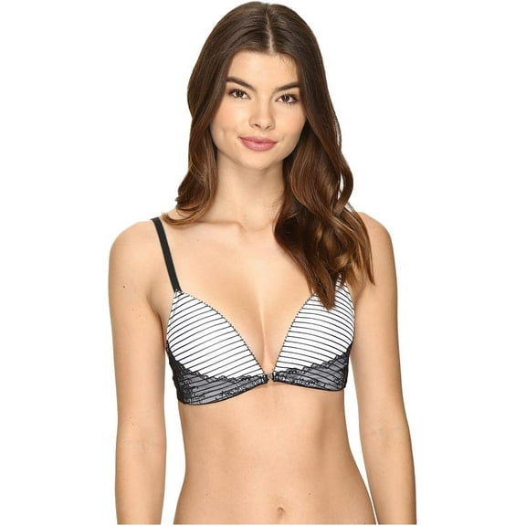 Skarlett Blue Women's Petite Plus Soiree Wireless Multiway T-Shirt Bra, Black Stripe Print, 32D
