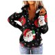 thumbnail image 4 of Sudadera de manga larga con estampado de Navidad y cremallera con cuello en V para mujer, blusa informal, Tops Pompotops  gfhjh11670, 4 of 7