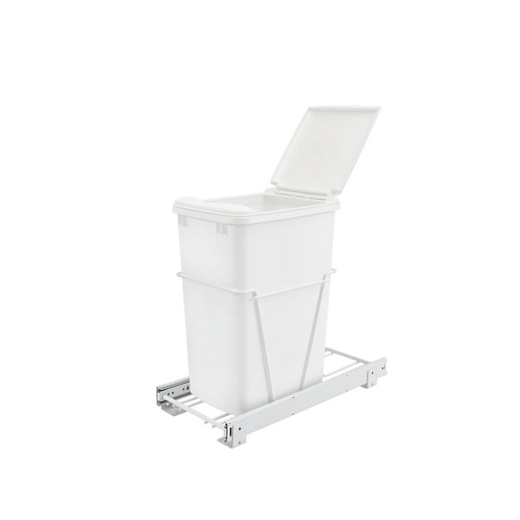 Rev-A-Shelf White Steel Pull Out Waste/Trash Container w/included lid, Standard